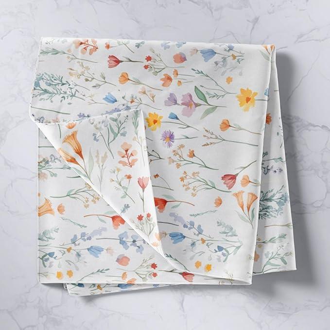 jejeloiu Flowers Tapestry XLarge 70"x92" Blossom Flowers Pattern Wall Hanging Blanket Wild Floral Botanical Wall Art for Living Room Bedroom Decoration Natural Theme White Blue Yellow