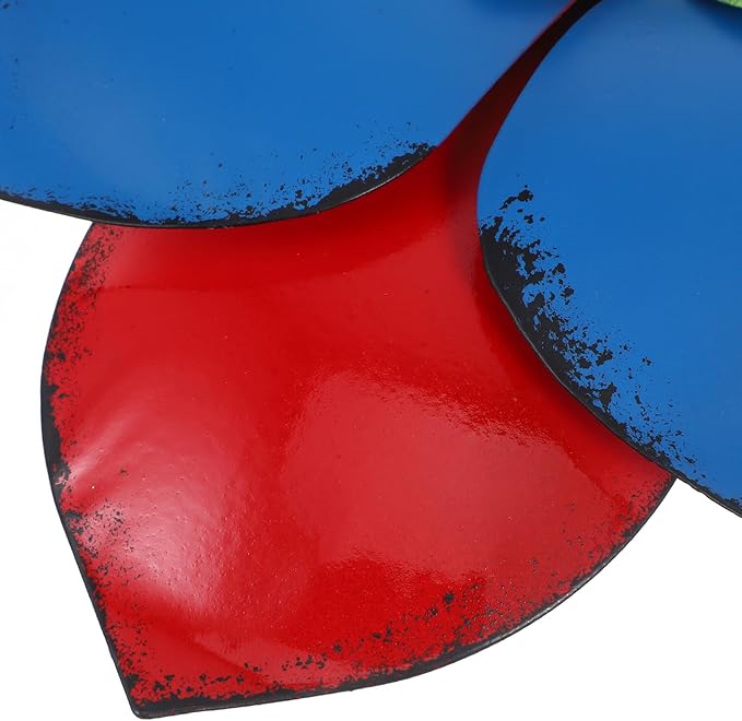 COHEALI Colorful Metal Flower Wall Art Sculpture Nordic Iron Hanging Decor for Indoor Outdoor Use Vintage Red Floral Pendant for Home Garden Patio Bedroom