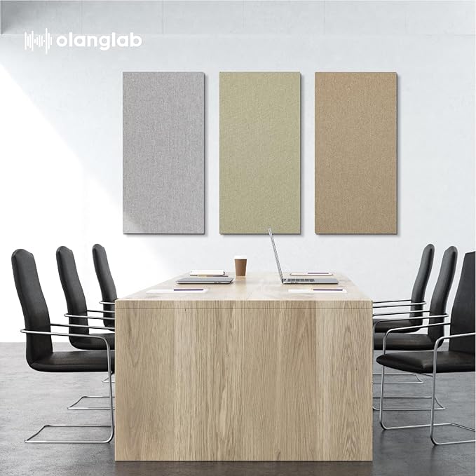 Olanglab Acoustic Panels 2 Pack, 48''x24'' Large Sound Panels, Fabric Wrapped Sound Proof Foam Panels for Walls, Sound Absorbing Panels for Recording Studio Acoustical Treatments (Khaki)