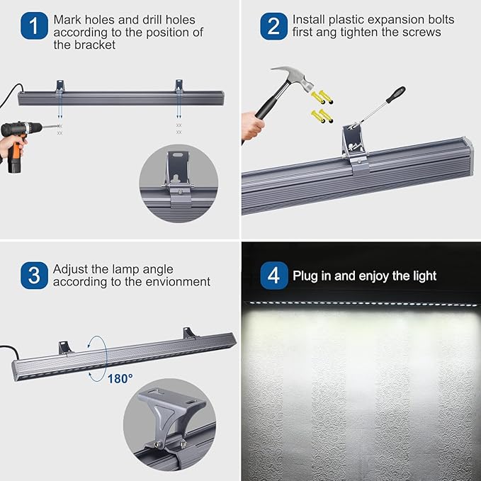 36W LED Wall Washer Lights, 6000K Daylight White Linear Flood Light, 3.2ft/40 120V LED Light Bar, IP65 Waterproof Outdoor LED Wall Washer Lights for Landscape, Church, Ads, Yard, Garden