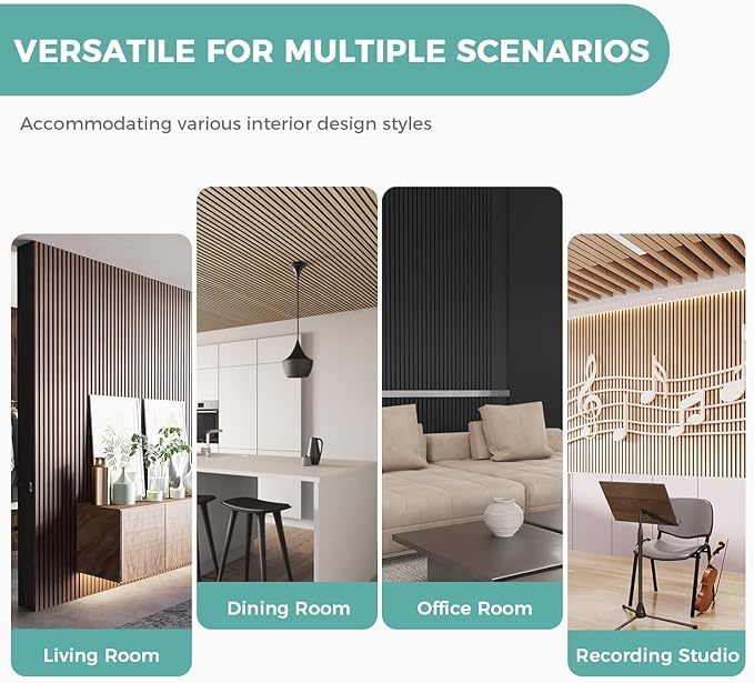 3-Pack 94.5" x 12.6" Acoustic Panels, Sound Absorbing 3D Wall Panels for Ceiling and Wall, Decorative Slat Wall Paneling for Living Room andTV Background, Oak