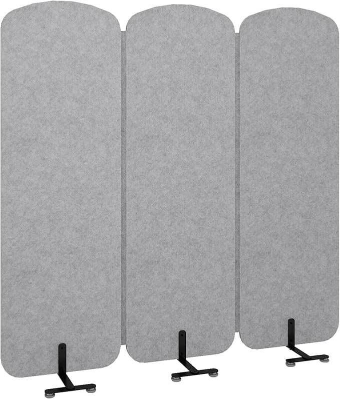 Natwind 3 Panel 73.2 x 71 inch Office Room Privacy Protect Space Divider Portable Partition,Wall Folding Cubicle Indoor Freestanding Acoustic Partition Temporary for Office Room