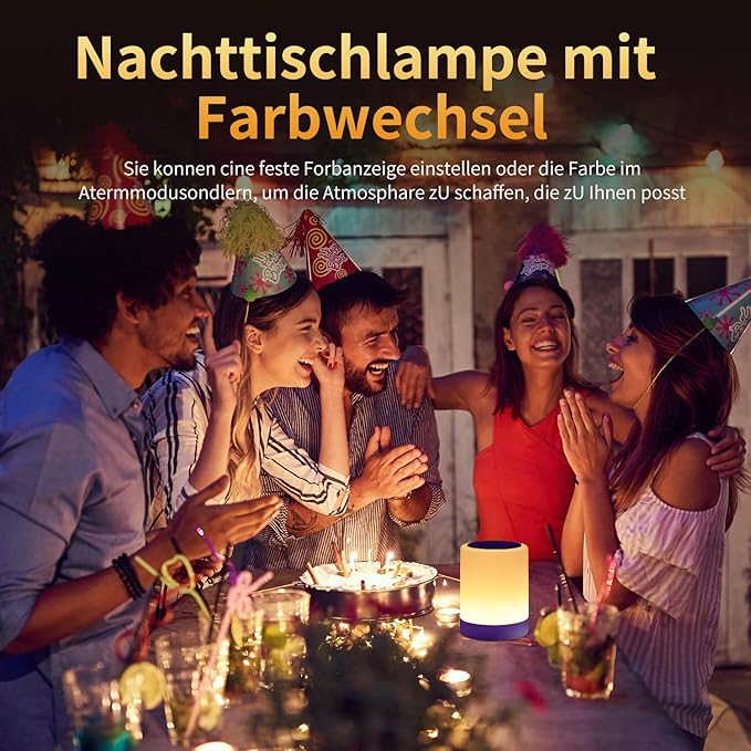 OORUN Touch Bedside Table Lamp,13 RGB Colors & 5 Brightness, USB Rechargeable Desk Lamp, Remote Control Dimmable Night Light with RGB Color Changing,Portable Lamp for Baby, Living Room (Purple)