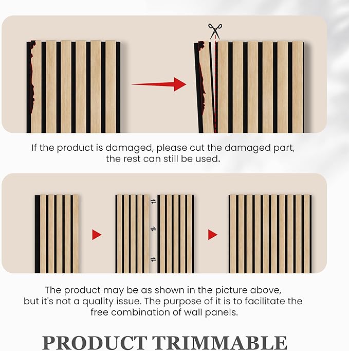 4 Pack 105.9" x 12.6" x 0.8" Acoustic Wall Panels Sound Absorbing, Wood Slat Wall Panels for Wall Decor, Soundproof Wood Wall Panels, Rustic Walnut