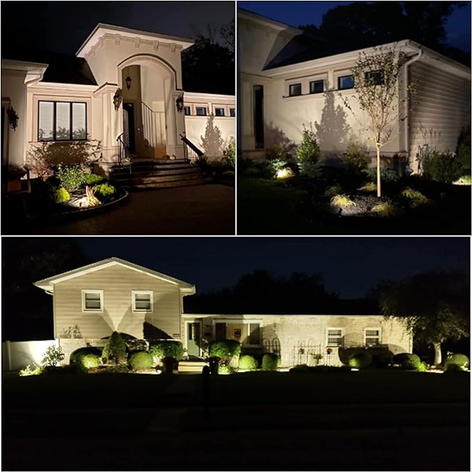 VENUS MANUFACTURING 8 Pack Low Voltage Wall Wash Lights 12V LED Landscape Lighting 18 Watt 600 Lumen Flag Light 2700K Warm White Metal Outdoor Spotlight Black Trees Light for Garden & Yard