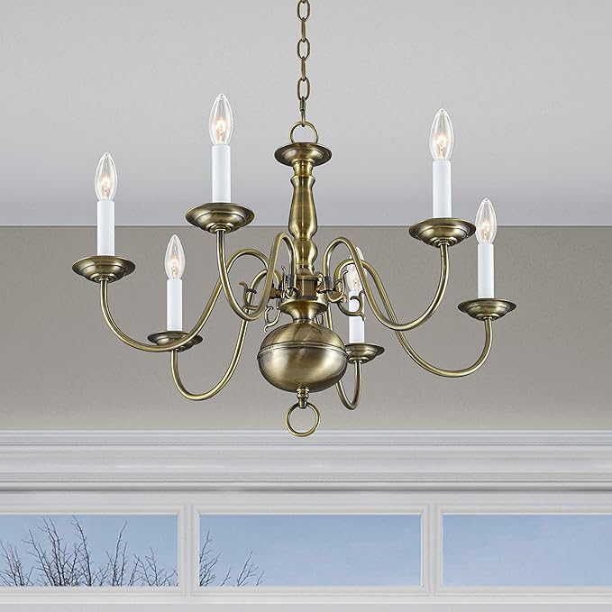 Livex Lighting 5006-01 Williamsburgh 6 Light Antique Brass Chandelier
