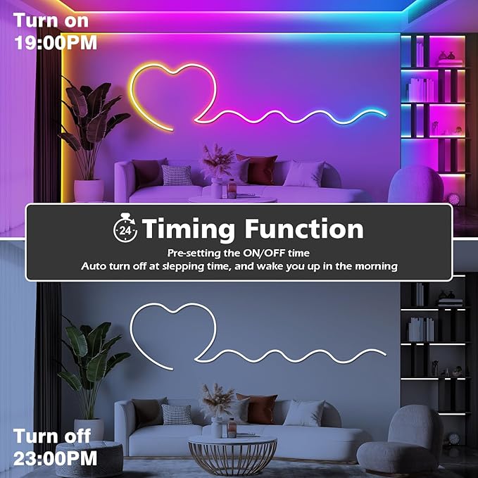 Led Neon Rope Lights 50Ft,Control with App/Remote,Flexible Rope Lights,Multiple Mode Led Neon Strip,IP65 Outdoor RGB Neon Lights Waterproof,Music Sync Gaming Led Neon Strip Lights for Bedroom Indoor