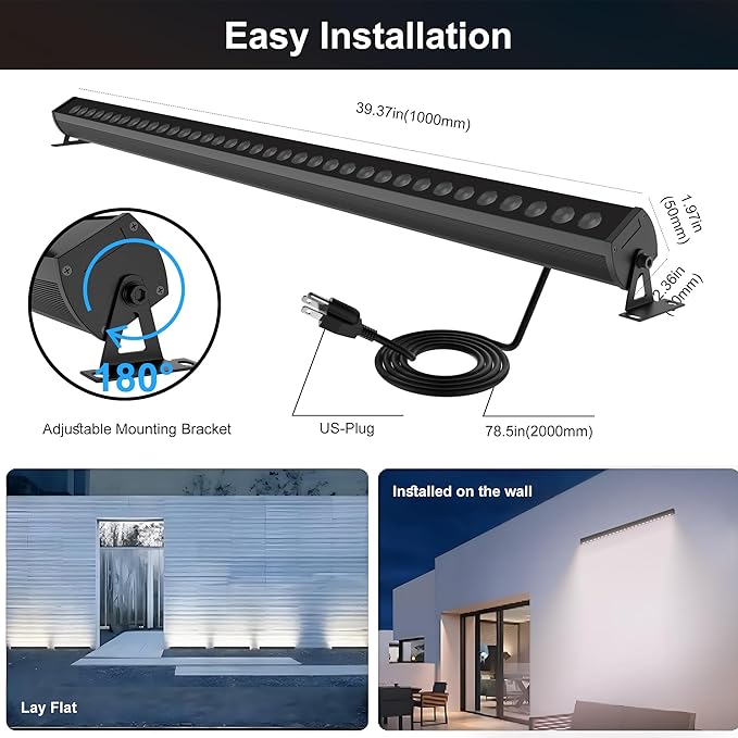 Smart LED Linear Wall Washer Light Bar, 40 Inch Bluetooth Multi-Mount Pendant Light Versatility Hanging Fixtures, RGBCW 5 * 36W Dimmable Chandelier for Wall Washing, Adjustable Heigh