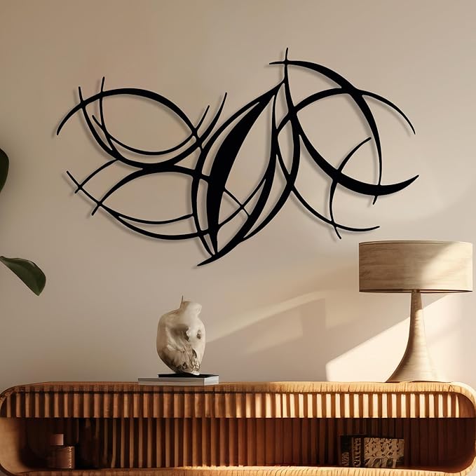 Abstract Metal Wall Art, Modern Wall Decor, Minimalist Line Sculpture, Geometric Wave Artwork, Large Mid Century Wall Hanging, Luxury Style Sculpture, Creative Home and Office Wall Sign, Gift for Home