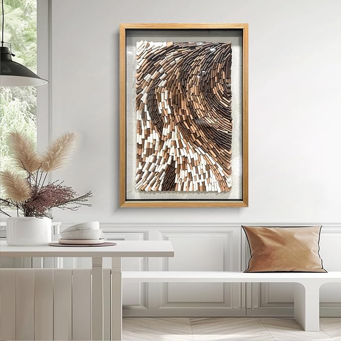 BrightA The Texture Leather Collage Craft Painting With A Contrast Of Brown And White Colors Adds An Artistic Atmosphere And Style To The Space 39.4"x59"