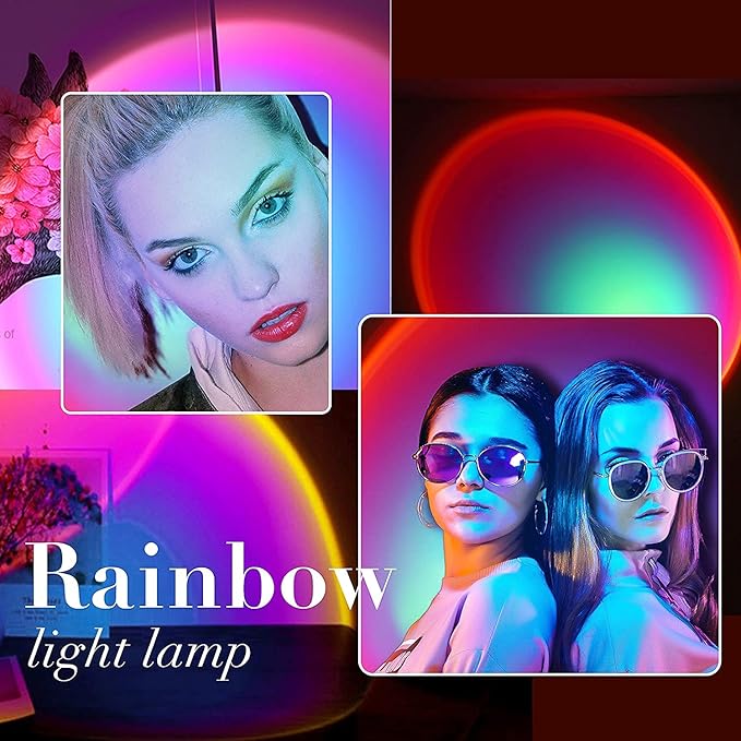 YouOKLight Sunset Lamp, Sunset Projector Lamp 10W LED Sunset Light Night Light 180 Degree Rotation Romantic Rainbow Light USB Charging for Bedroom Party Home Decor, Rainbow…