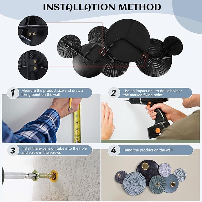 Lucky Monet Metal Geometric Round Wall Art Coastal Nautical 3D Wall Decor for Living Room, 53"x25" Large Modern Circle Handmade Wall Hanging Sculptures for Outdoor/Bedroom/Dinning Room/Entryway