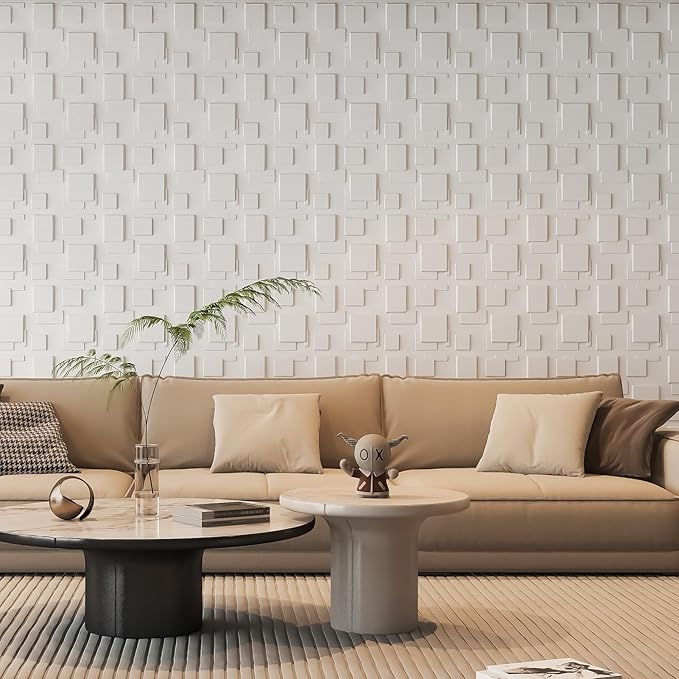 Art3d 20 Pack Decorative 3D Wall Panels, 19 Sq.Feet PVC Interior Wall Décor, 11.8"x11.8", White
