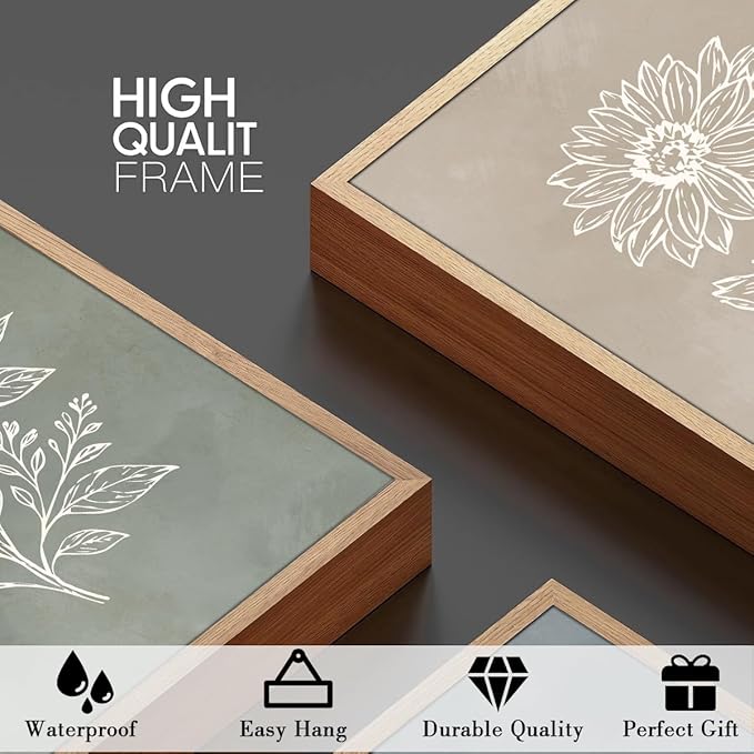 Anyzal Botanical Farmhouse Wall Art Floral Painting Boho Botanical Artwork for Living Room Bedroom Dining Room 16x24 Inch Set of 3