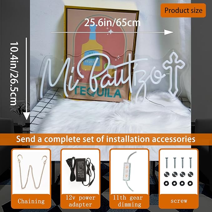 Mi Bautizo Neon Signs for Wall Decor, 25.6 * 10.4 inches Mi Bautizo Led Neon Sign perfect for Children's Birthday, Room, Party, Bedroom, Birthday Party, Christmas, Pub Bar, Gifts, Decoration, INSNEnN