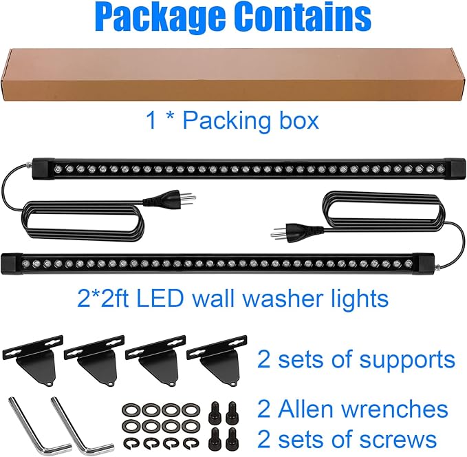 LED Wall Washer Lights Bar 2 Pack,72W 5000K Daylight White Outdoor Wall Wash Lighting,4ft IP67 Waterproof Linear Led Wall Washer Light for Garden,Backyard,Building,Courtyard Exterio Landscape Lighting