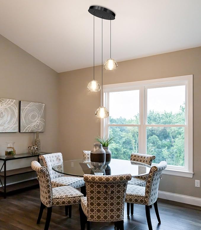 Modern Chandelier Crystal Pendant Light for Kitchen Island Dining Room Bedroom Hallway Black