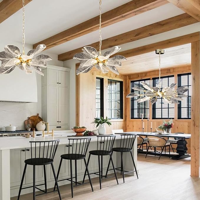 Modern Chandeliers for Dining Room, Gold D23'' Leaf Satellite Pendant Light, Crystal Chandelier Dining Room Chandelier Over Table, LED Chandelier Light Fixture Sputnik Chandelier for Living Room Foyer