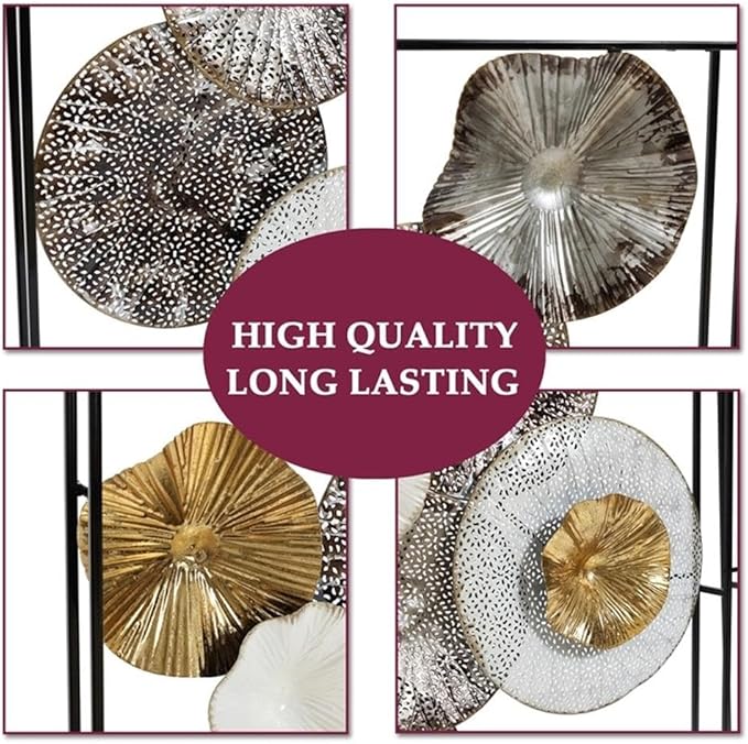 Luxenhome 2 Pieces Metal Wall Art, 35” Abstract Multi-Color Flowers Metal Art Wall Decor, Modern Artwork Accent Living Room, Large Wall Sculptures for Home Decor Living Room, Dining Room, Bedroom Wall Decor