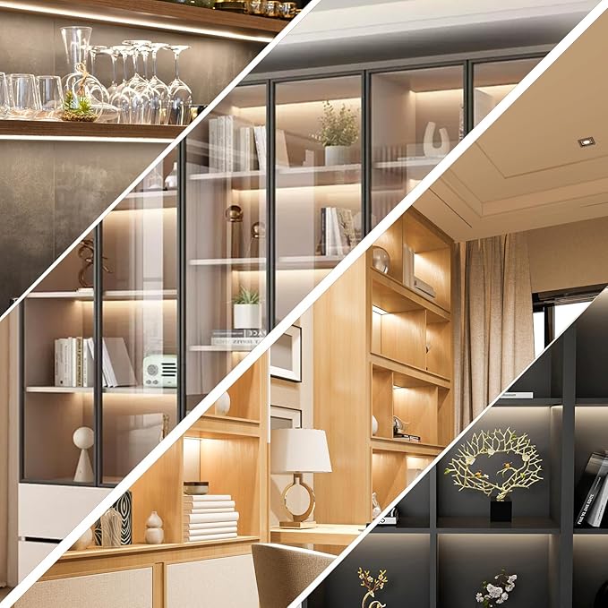 12" V-Shape Diffused LED Strip Light Bars Kit,Aluminum Channel Lights with Touch Sensor for Under Cabinet,Gun Safe,Closet,Under Counter,Book Shelf,Display Showcase,6000K White,6Pack