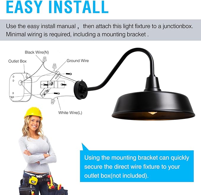 Outdoor Gooseneck Barn Light - Exterior Fixture Sconce Wall Light for Farmhouse, Dusk to Dawn Sensor Front Door Porch Garage Patio Lighting (21 inch(2 PCS))