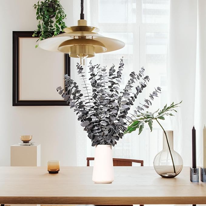 16 Pcs Dried Eucalyptus Stems, 17'' Natural Eucalyptus Leaves Branches Hanging for Shower, Preserved Real Black Plant Live Greenery for Home SPA Wall Bathroom Wedding Party Vase Decor