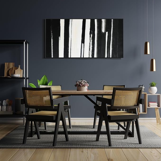 Black and White Abstract Canvas Wall Art Decor Modern Wall Decorations Home paintings Decor Wall Art Prints Framed Minimalist Stripes Artwork for Living Room Wall Bedroom Kitchen Office Decor 20"×40"