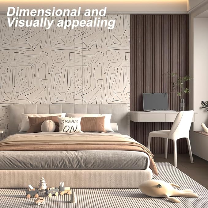 4PCS Acoustic Wood Slat Wall Panels for Wall Decor and Ceiling 3D Fluted Sound Absorbing Panel Soundproof with Wood Finish 108"×6" (Cherry Dark)