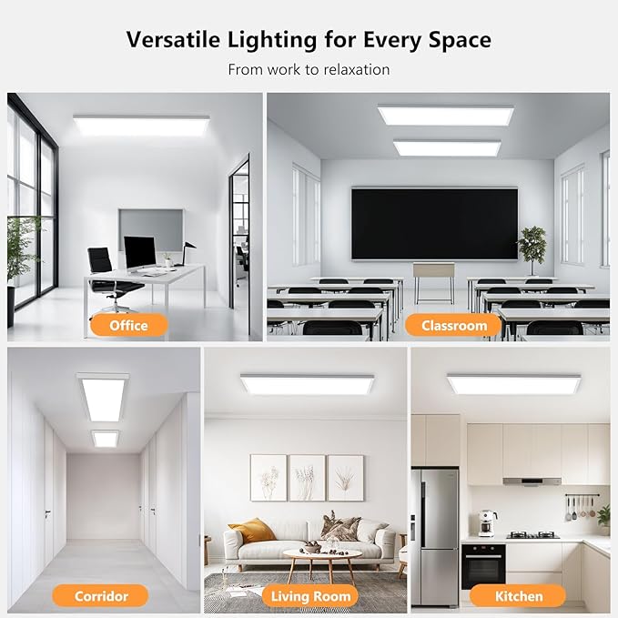 AIKVSXER 42 Pack 1x4 LED Flat Panel Light, 50W 5500LM Surface Mount Ceiling Fixture, 3CCT (3000K/4000K/5000K), Ultra-Thin 48In, 10-100% Triac Dimmable for Kitchen, Garage, Office, Basement