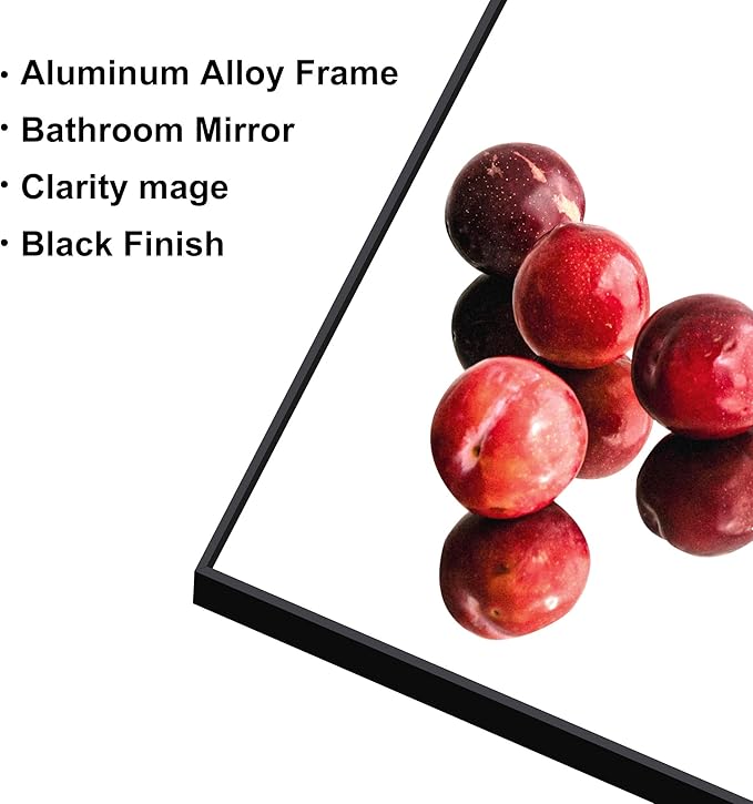 Black Bathroom Mirror for Wall, 24x48 Inch Rectangle Mirrors with Metal Frame, Modern Vanity Wall Mirror Decor for Entryway Hangs, Bathroom Living Room Horizontal or Vertical