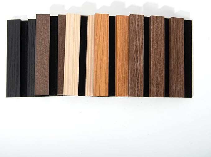 Art3d 5-Pack Acoustic Wood Slat Wall Panel Sample - 5.9 x 4.7 Inch Sound Absorbing Panels, 5 Colors