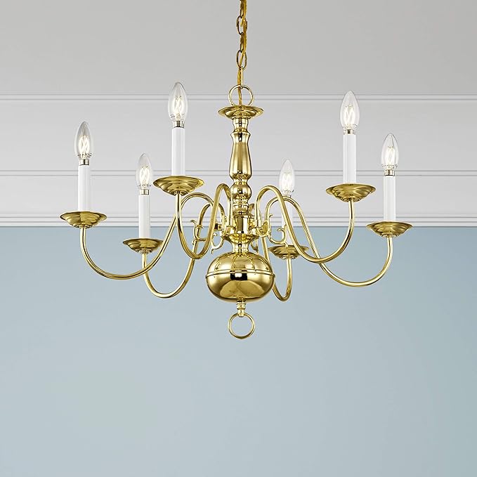Livex Lighting 5006-02 Williamsburgh 6 Light Polished Brass Chandelier