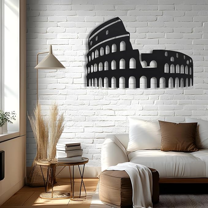Bisamu Roman Colosseum Metal Wall Art, Vintage Italian Travel Decor for Home, Rustic Wall Sculpture for Living Room, Office, Gift for Her & Travel Lovers (47" x 31" | 120 x80cm)