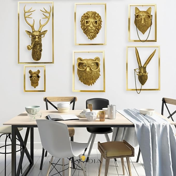 AYDIA Vintage Gold Animal Head Wall Decor, Faux Fox Decor, Wall Art, 3D Animal Sculpture, Gift Ready, Gold Fox for Home or Office.