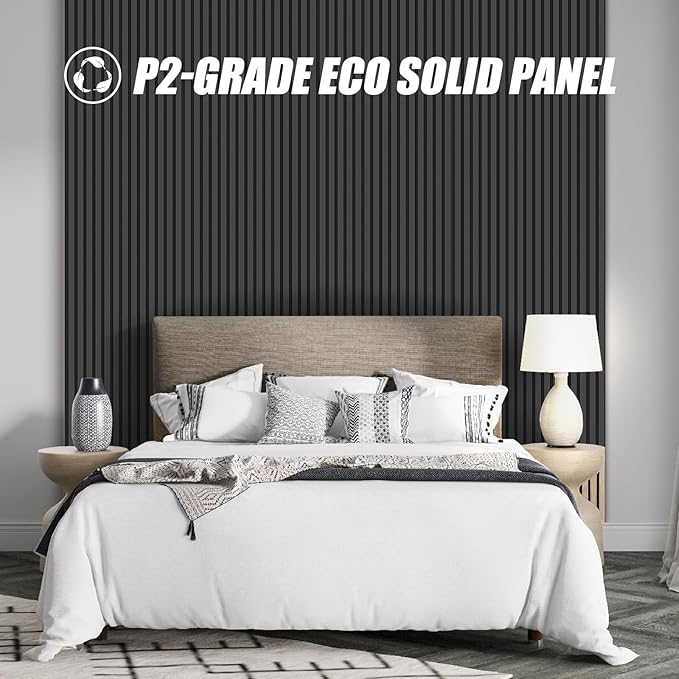 4 Pack 94.5" × 11" Wood Panels for Wall, Acoustic Soundproof Wall Slat Panels, 3D Wall Panels for Home Office Decoration, Matte Black