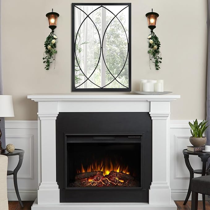 Black Rectangle Wall Mirror, Farmhouse Decorative Mirror for Entryway, Living Room, Bedroom, Hallway, Fireplace, Accent Wall Decor (Black2, 29.5'' x 20'')