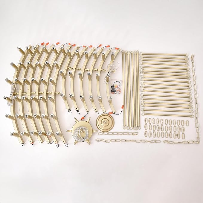 HHR 60" Gold Wagon Wheel Chandelier 2-Tier, Extra Large Farmhouse Chandelier for High Ceilings 54-Light, Round Gold Chandeliers Light Fixture for Foyer, Entryway, Dining Room, E12