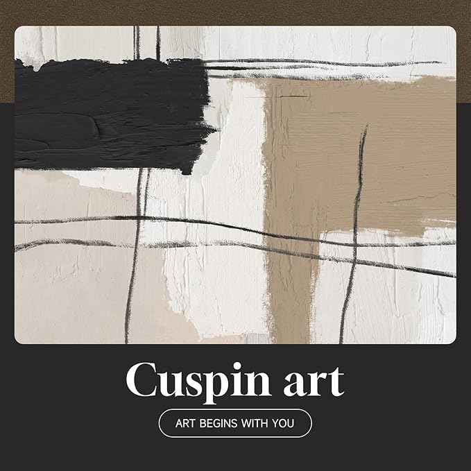 Large Framed Neutral Abstract Wall Art for Living Room, Set of 3 Modern Black and White Beige Canvas Prints Paintings Artwork for Walls, Minimalist Pictures for Bedroom Hallway Wall Decor 24x36 In