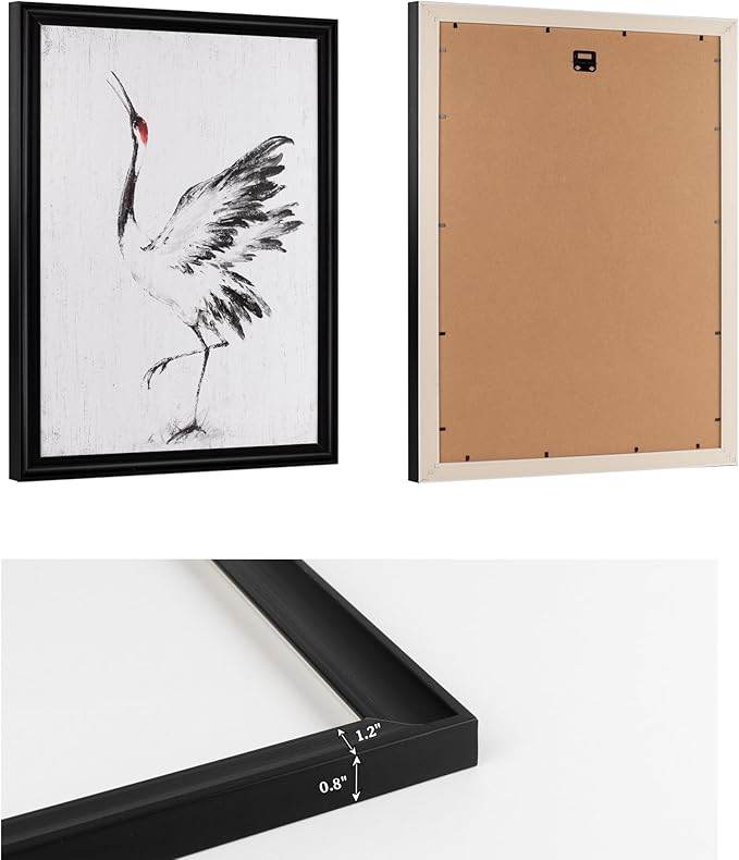 KREATIVE ARTS Black and White Chinoiserie Wall Art Set of 3 White Crane and Persimmon Tree Chinese Painting on Canvas with Frame for Bedroom Living Room Minimalist Oriental Decor Each 16x24 Inch