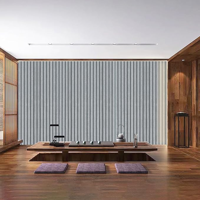 Gray Wood Slat Wallpaper - Peel & Stick Self-Adhesive (35.4" x 120"), Wood Effect Contact Paper for Walls, Removable DIY Wall Covering for Bedroom, Living Room & Feature Walls