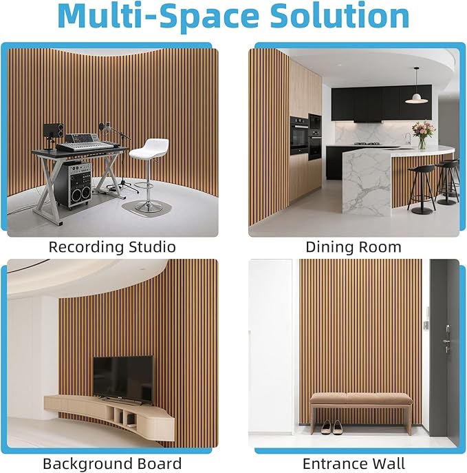 Art3d Acoustic Wood Slat Wall Panel with Roll-Flat Design - 95.3 x 23.8 Inch Sound Absorbing Panels for Living Room Columns Corridor Curved Wall Decor, 1-Pack Teak