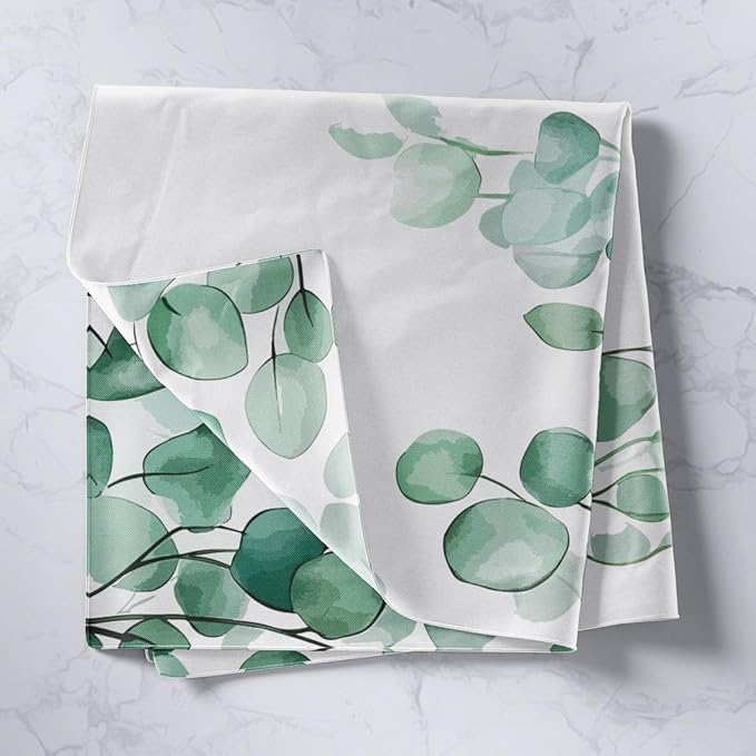 jejeloiu Eucalyptus Leaves Tapestry Watercolor Botanical Wall Art Natural Leaves Flowers Branches Wall Hanging Blanket for Living Room Bedroom Abstract Foliage Home Decor XLarge 70"x92" White Green