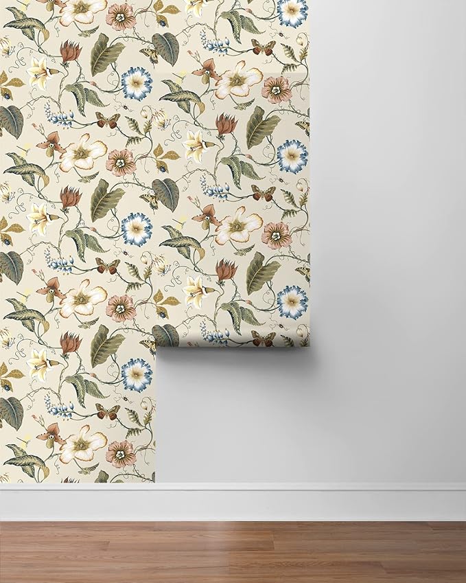 NextWall Summer Garden Floral Peel and Stick Wallpaper (Alabaster)