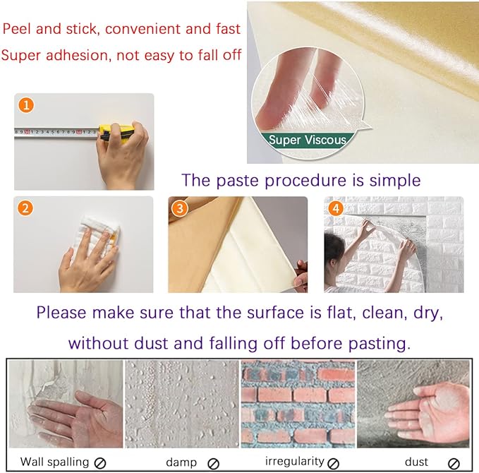 30PCS 3D Wall Panels Peel and Stick Faux Brick Wallpaper Purple Self Adhesive Foam Brick Paneling Faux Stone Wall Panels (30PCS, Purple)