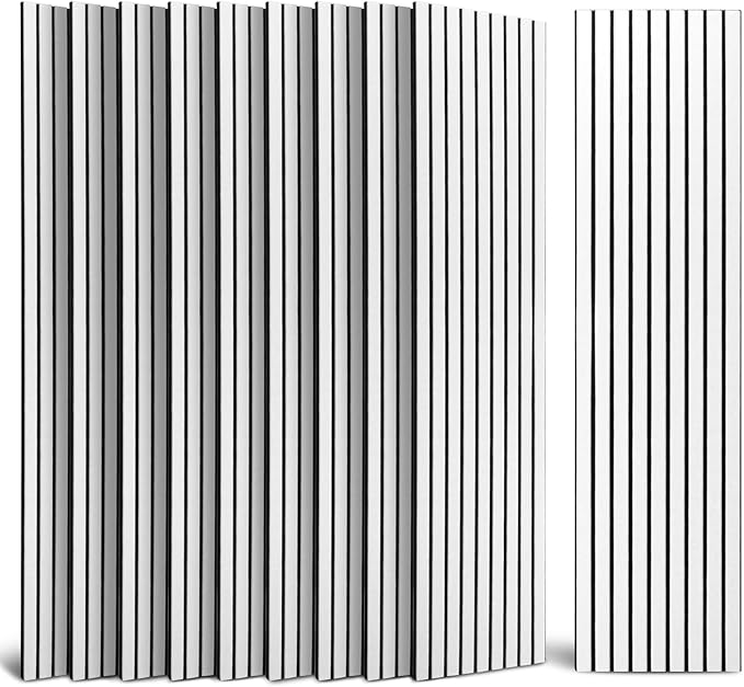 Art3dwallpanels 10 Pack Acoustic Panels, 48" X 12" X 0.43" Soundproof Wall Panels, Self Adhesive High Density Sound Absorbing Acoustic Treatment for Recording Studio, Office, White and Black