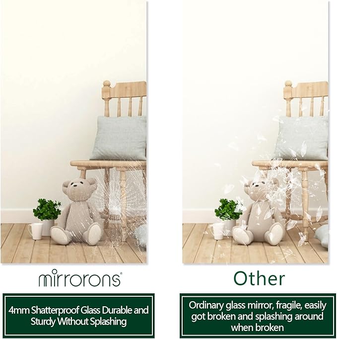 Mirrorons Large Mirror 72" x 36", Modern Rectangle Bathroom Mirror with Frameless Polished Edge, Hangs Horizontally or Vertically. Upgraded Shatterproof Bathroom Mirrors for Wall.