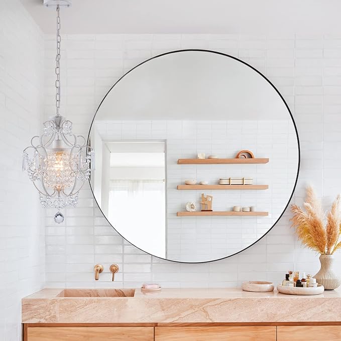 Modern Mini Chandelier,White Retro Crystal Light Fixtures Ceiling Mount 1 Light Small Crystal Chandeliers for Bedroom Elegant Hanging Lighting for Girls Room Dining Room Closet Kitchen Island