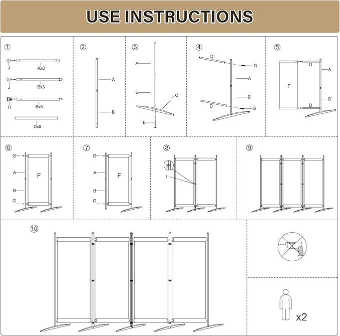 AKTOP Room Divider 4 Panel, 80" W Portable Wall Divider for Room Separation, Freestanding Partition Room Dividers, Folding Room Separators Privacy Screens for Home Office Bedroom, Grey