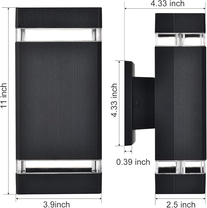 Mi.Light RF Remote Control RGB Colour Changing Lighting LED Double Up and Down Outdoor Wall Light 12W 1200LM,White Temperature 2700k- 6500k RGB+CCT Exterior Wall Lighting (2 Pack)