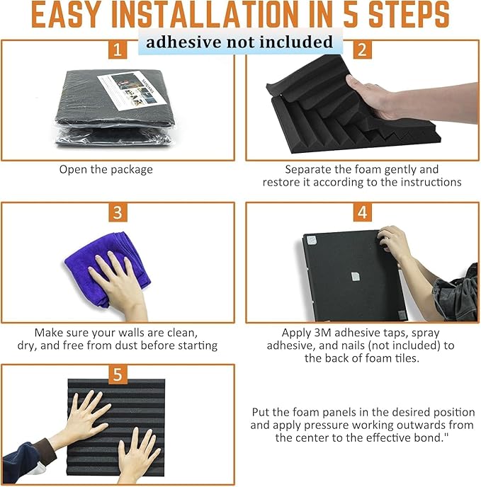 12Pack Blue Acoustic Foam Panels 1" x 12"x 12" Soundproof Panels Sound Proof Foam Panels Noise Absorbing Sound Proof Acoustic Treatment Foams for Home Wedges